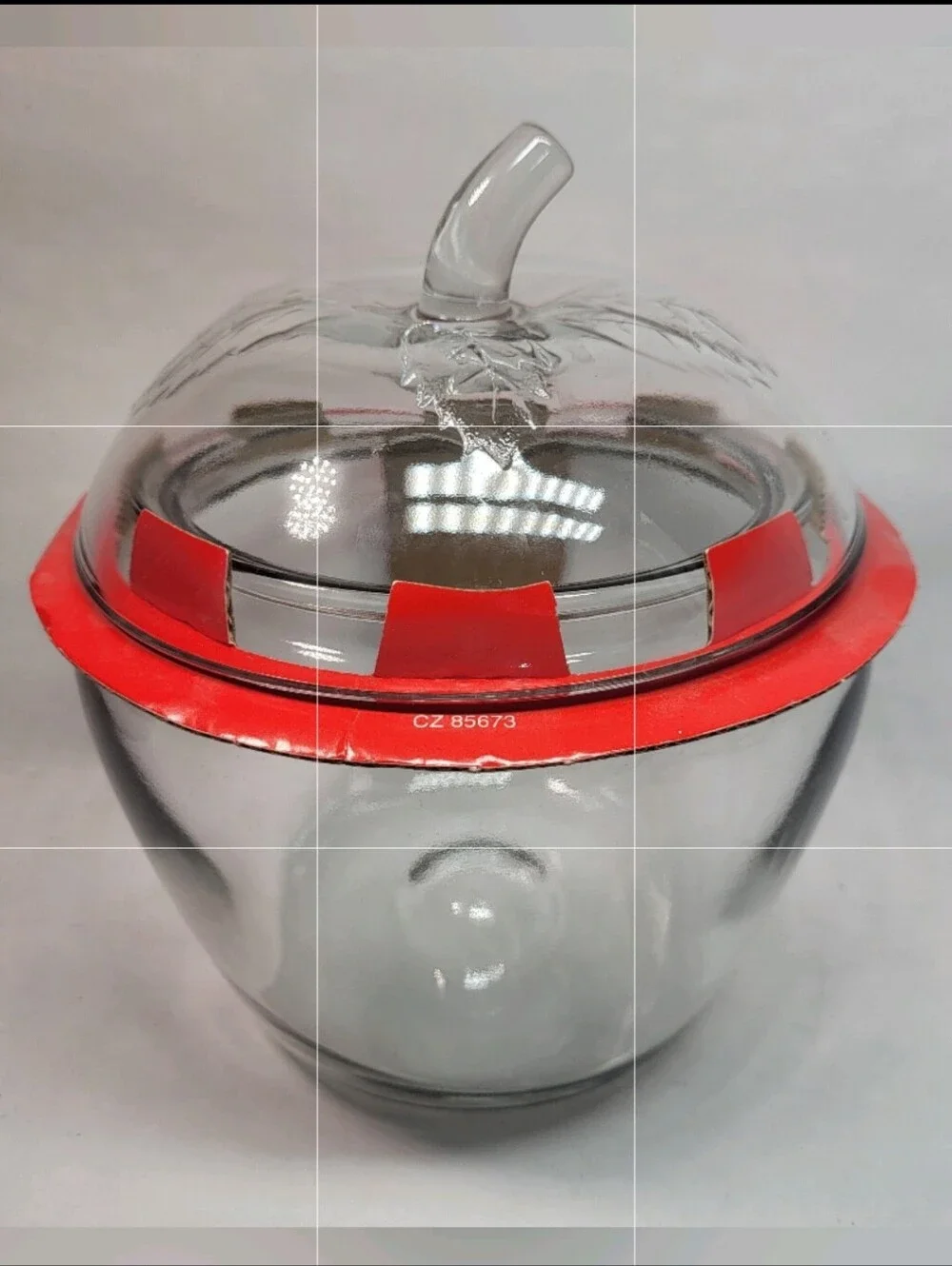 Anchor Hocking Apple Shaped JAR CANISTER Clear Glass with Lid Vintage NOS *READ
